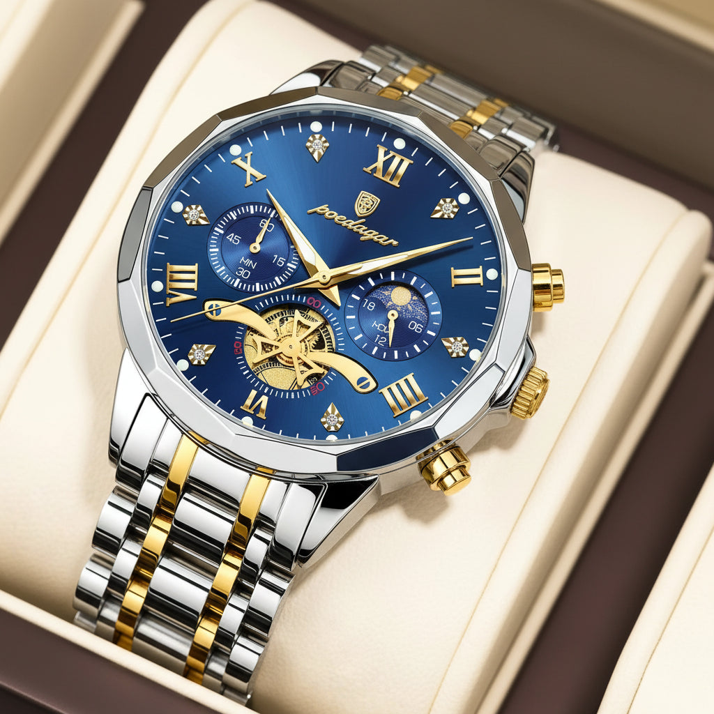 Premium Men's Chronograph Watch – Stainless Steel, Luminous, 3Bar Water‑Resistant