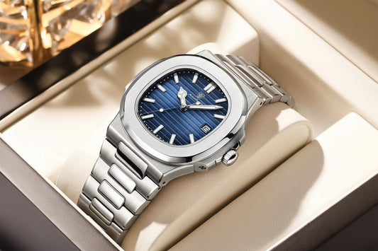 Square Business Watch – Luminous Numberless Dial with Hidden Clasp