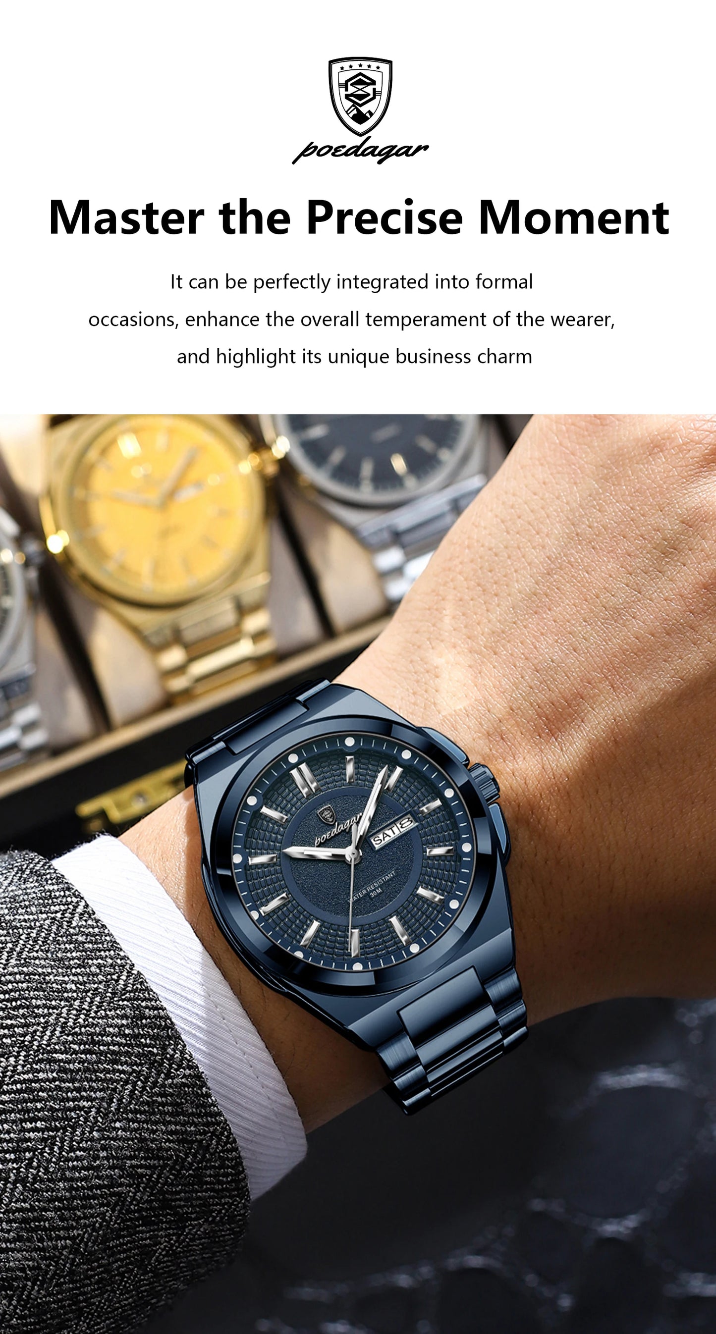 Premium Men's Chronograph Watch – Stainless Steel, Luminous, 3Bar Water‑Resistant