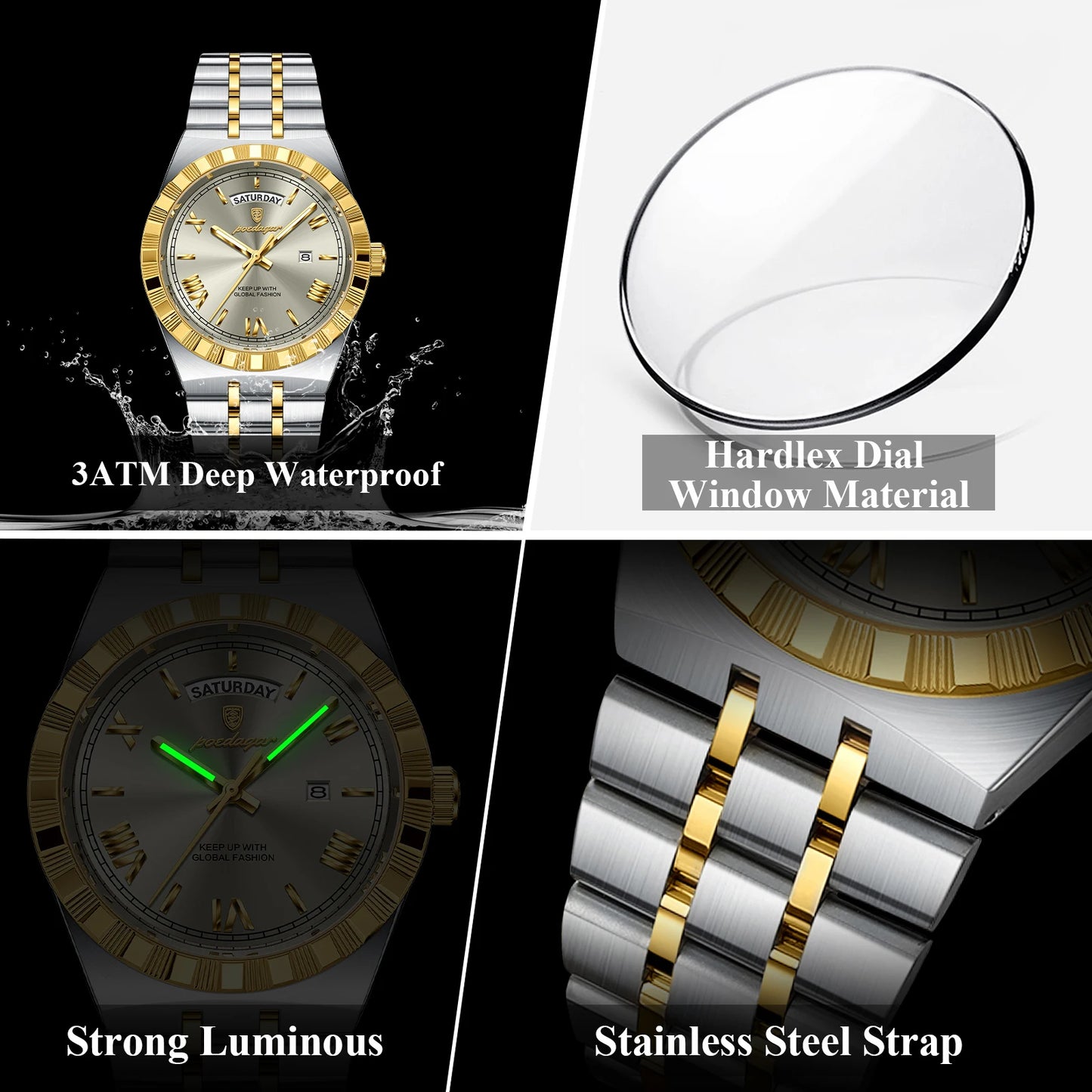 Full Calendar Business Watch – Roman Numeral Dial with Hidden Clasp