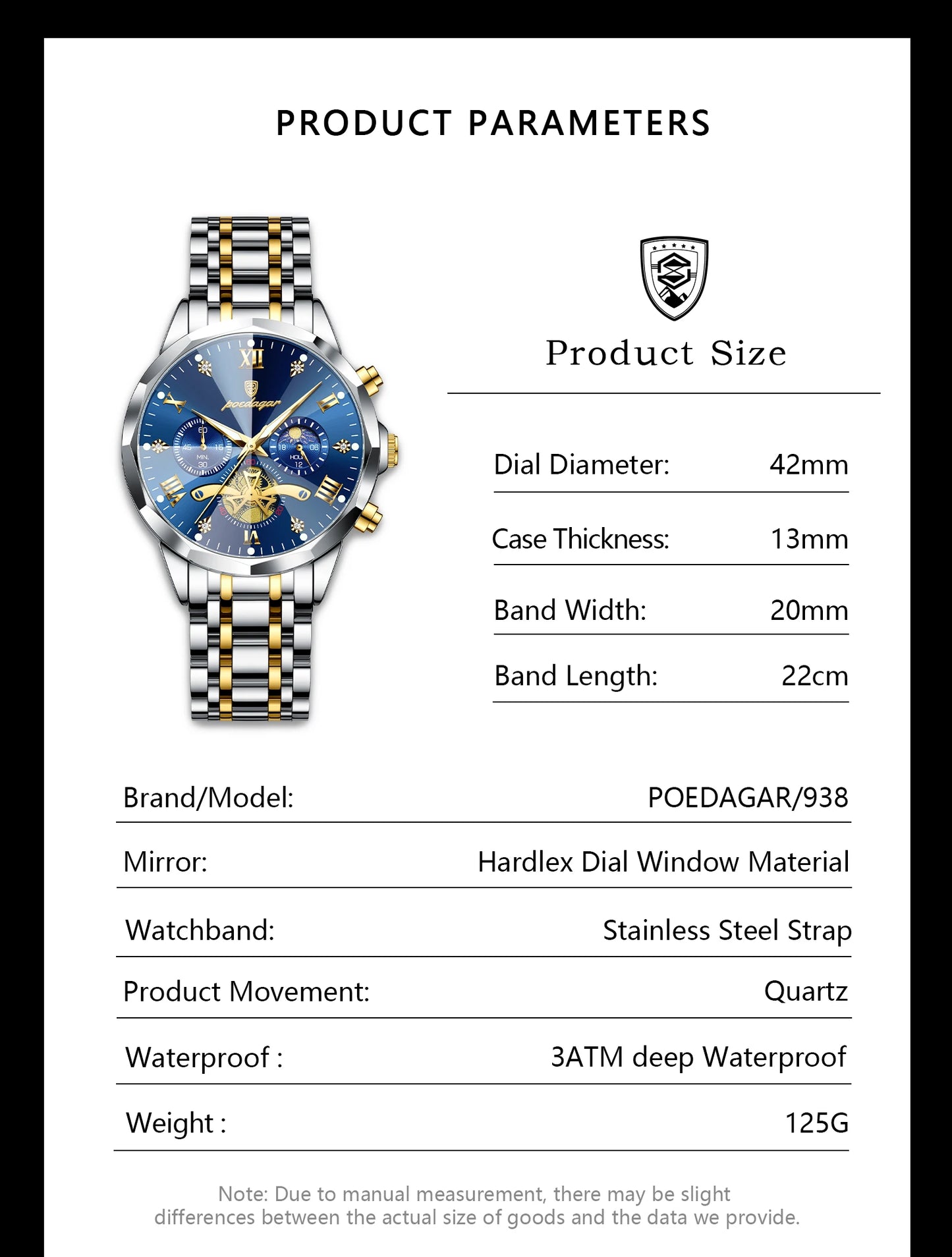 Premium Men's Chronograph Watch – Stainless Steel, Luminous, 3Bar Water‑Resistant