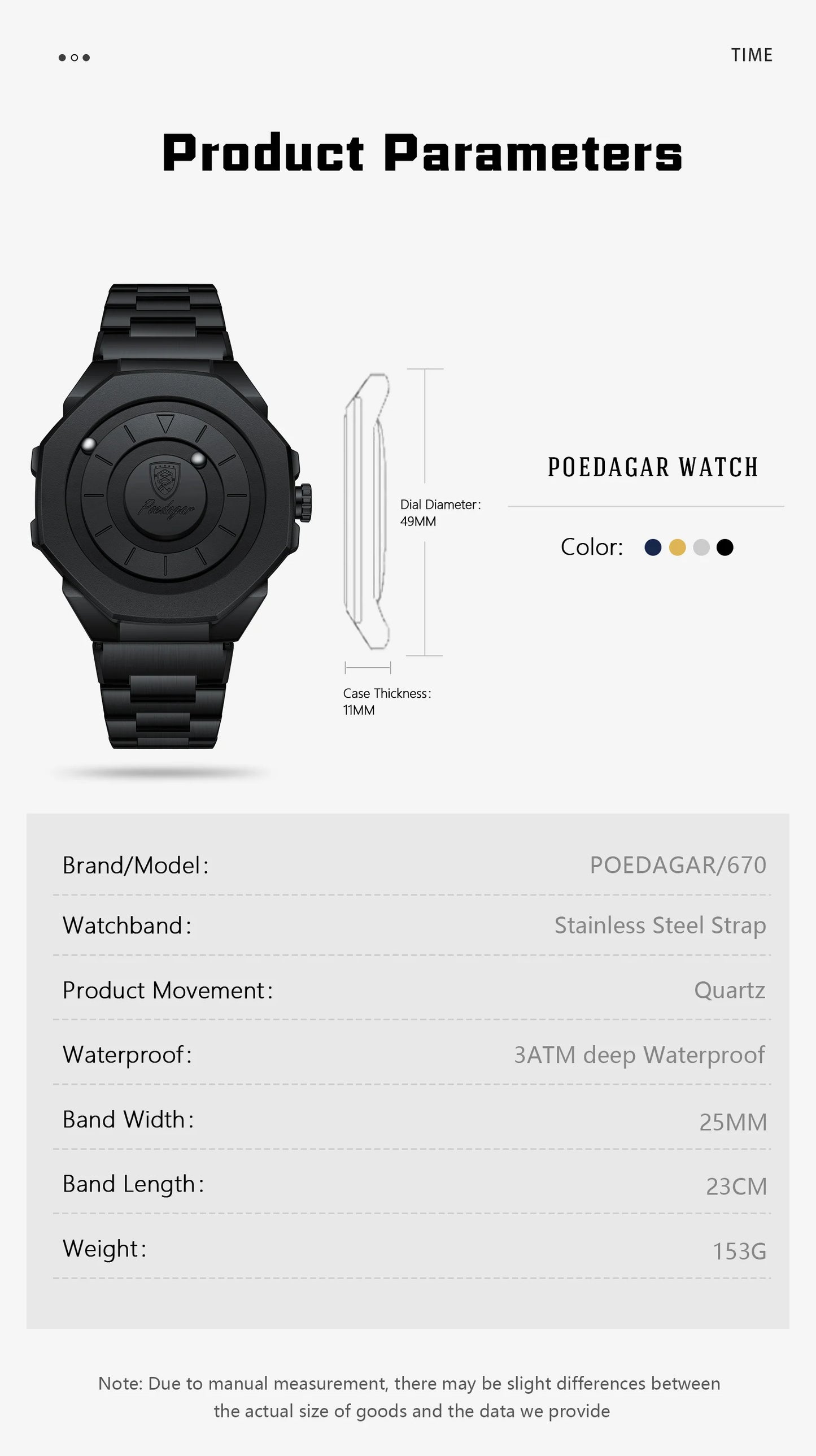 Sculpted Irregular Sport Watch – Large Numberless Dial with Hidden Clasp Bracelet