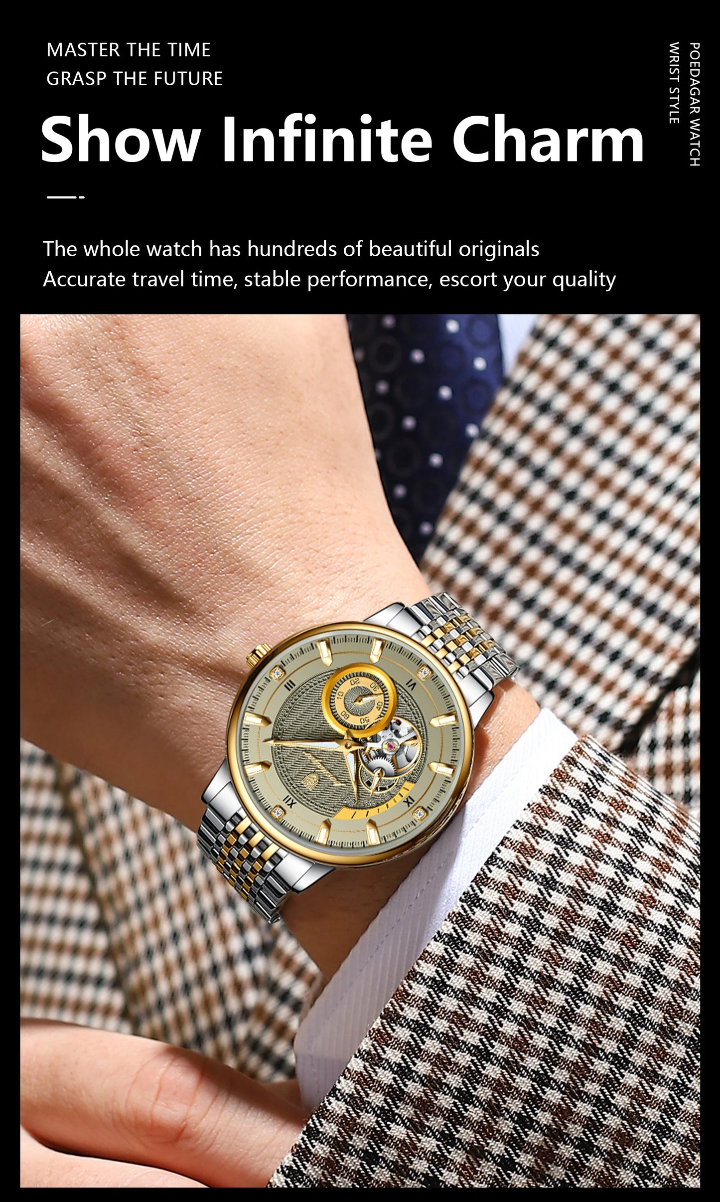Automatic Skeleton Watch – Luminous Tourbillon Style with Sapphire Crystal