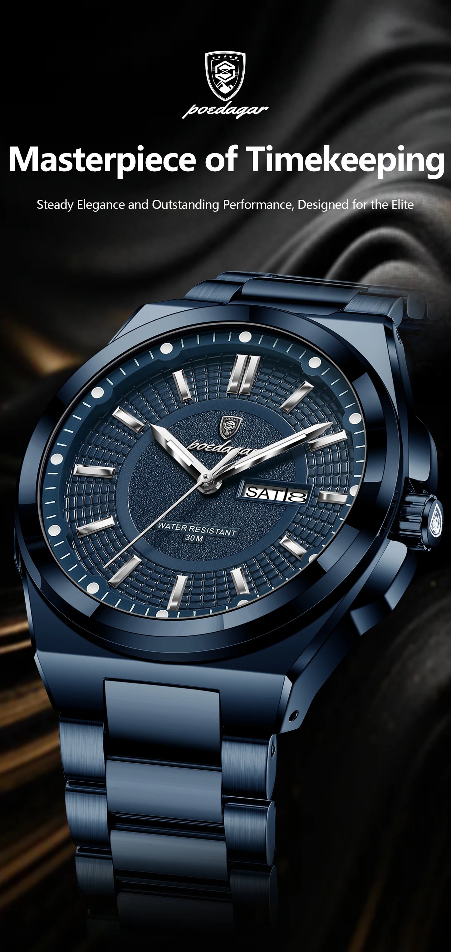 Premium Men's Chronograph Watch – Stainless Steel, Luminous, 3Bar Water‑Resistant