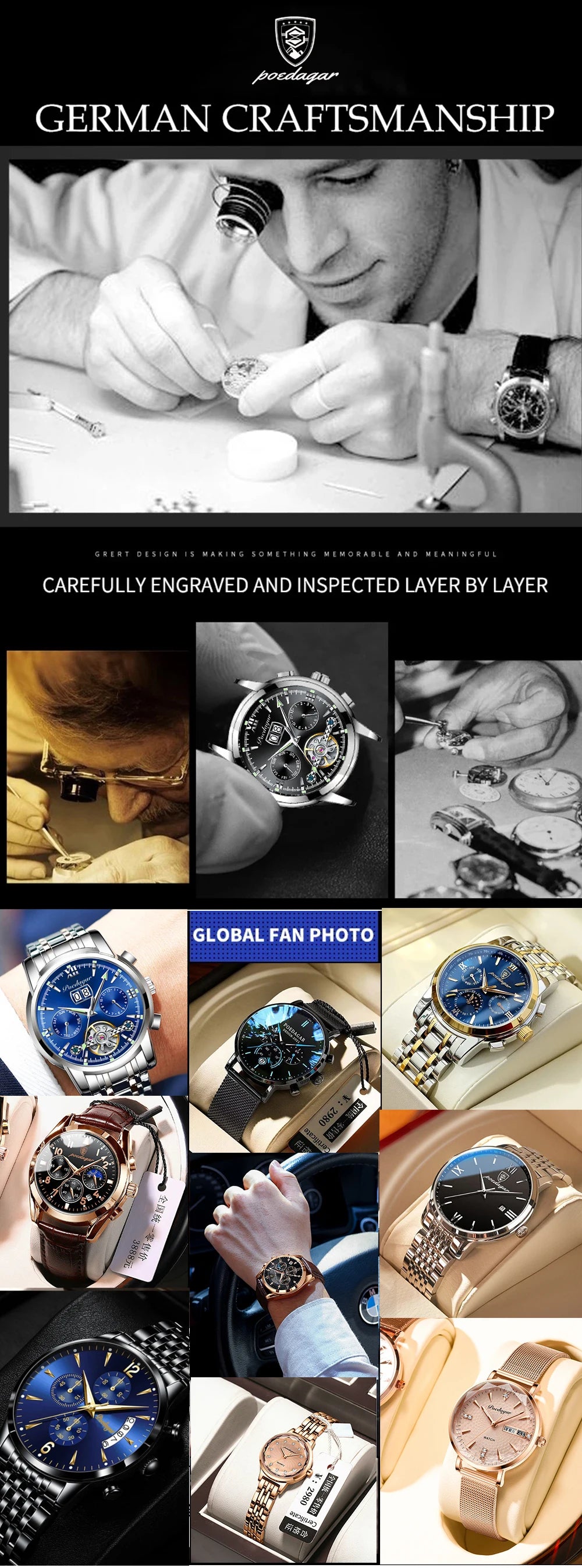 Sculpted Irregular Sport Watch – Large Numberless Dial with Hidden Clasp Bracelet