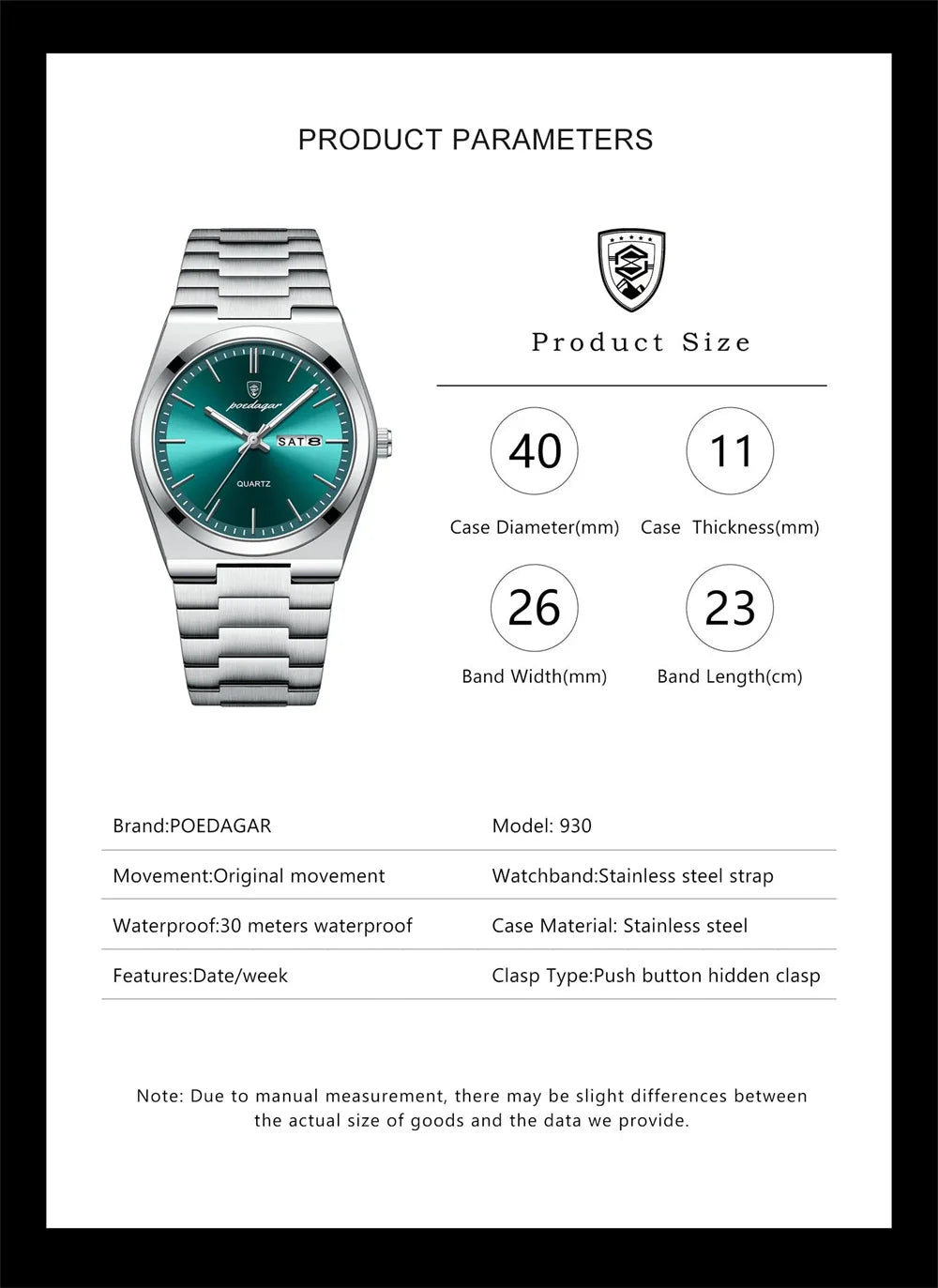 Minimalist Sport Watch – Full Calendar, Luminous Markers & Metal Strap