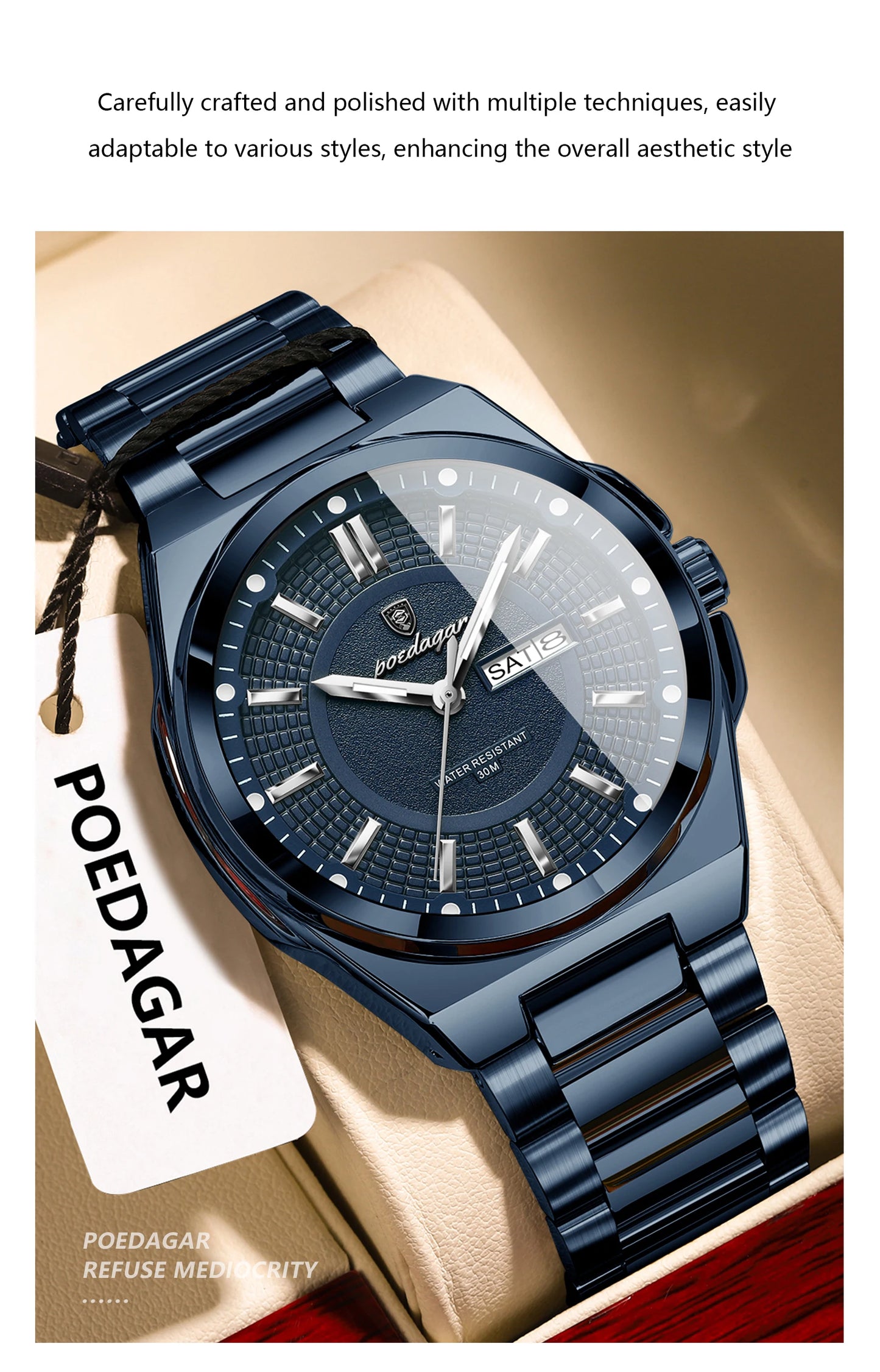 Premium Men's Chronograph Watch – Stainless Steel, Luminous, 3Bar Water‑Resistant