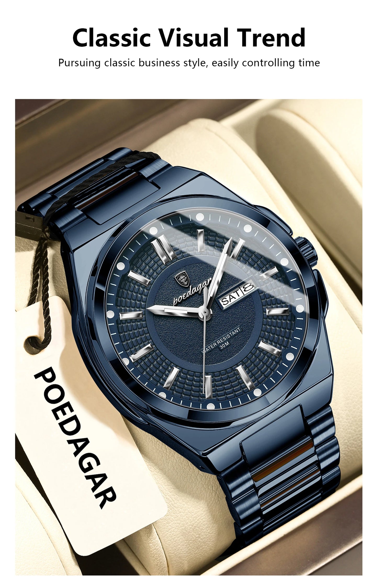 Premium Men's Chronograph Watch – Stainless Steel, Luminous, 3Bar Water‑Resistant