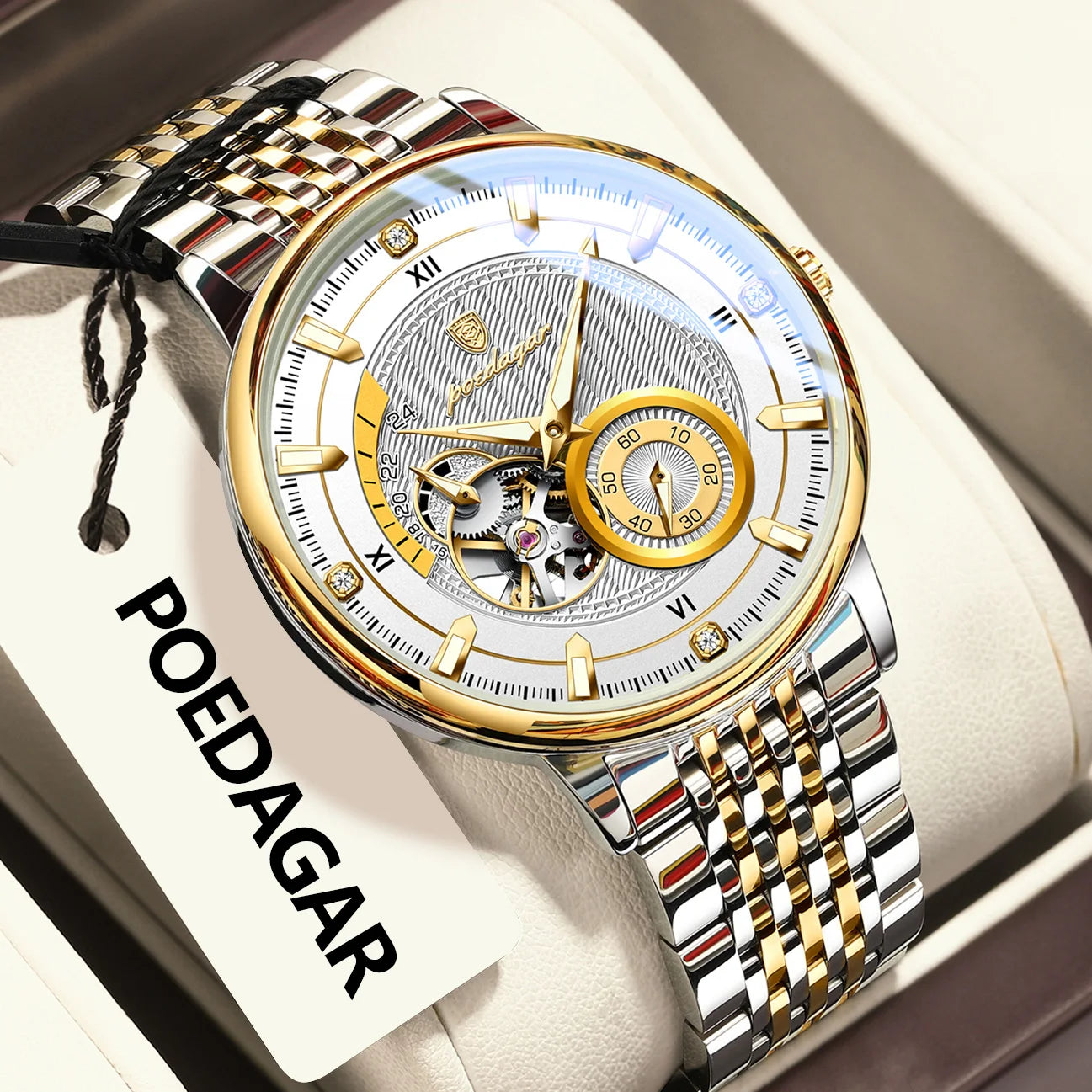 Automatic Skeleton Watch – Luminous Tourbillon Style with Sapphire Crystal