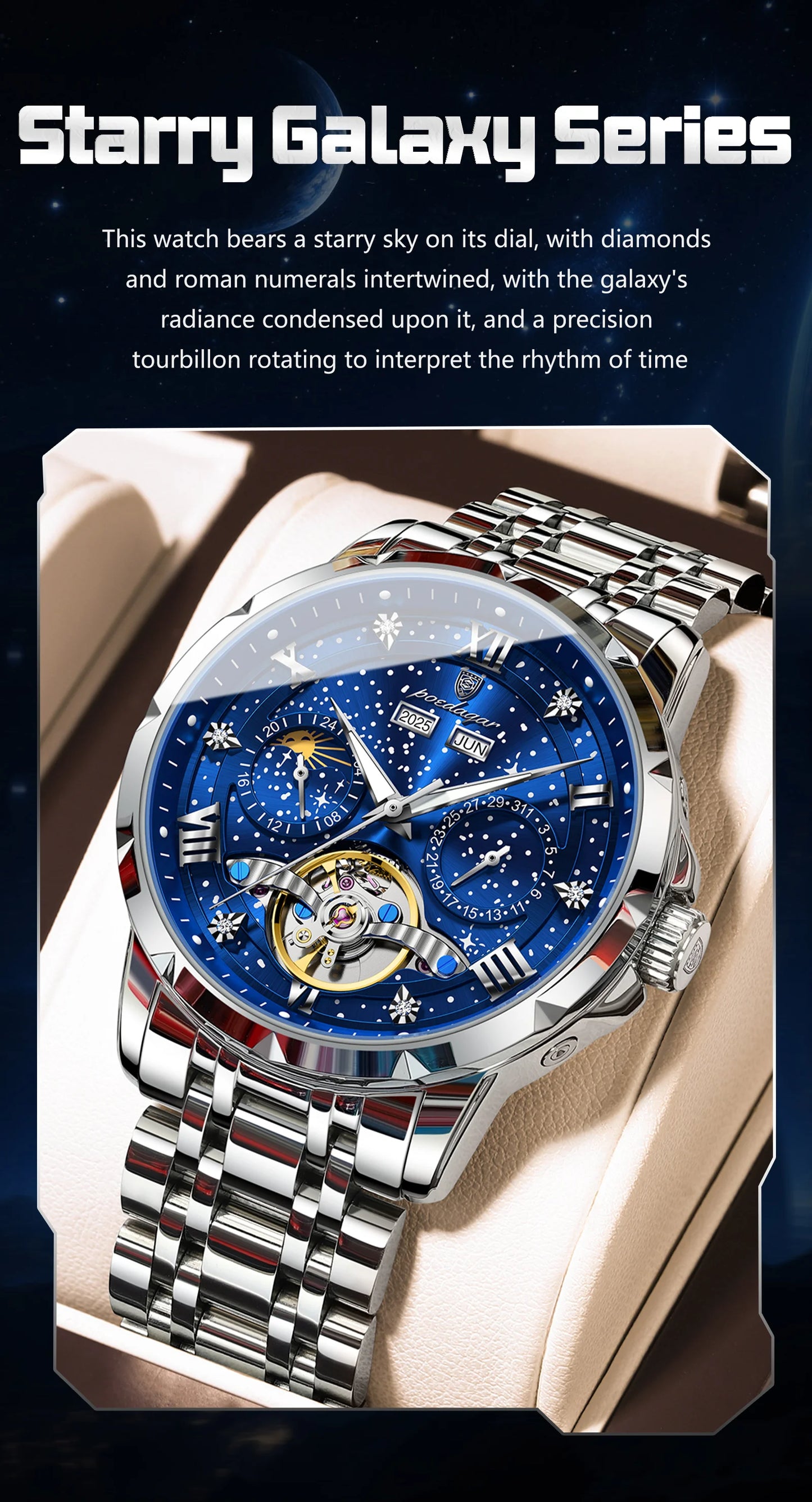 Automatic Skeleton Watch – Roman Numeral Dial with Tourbillon Style