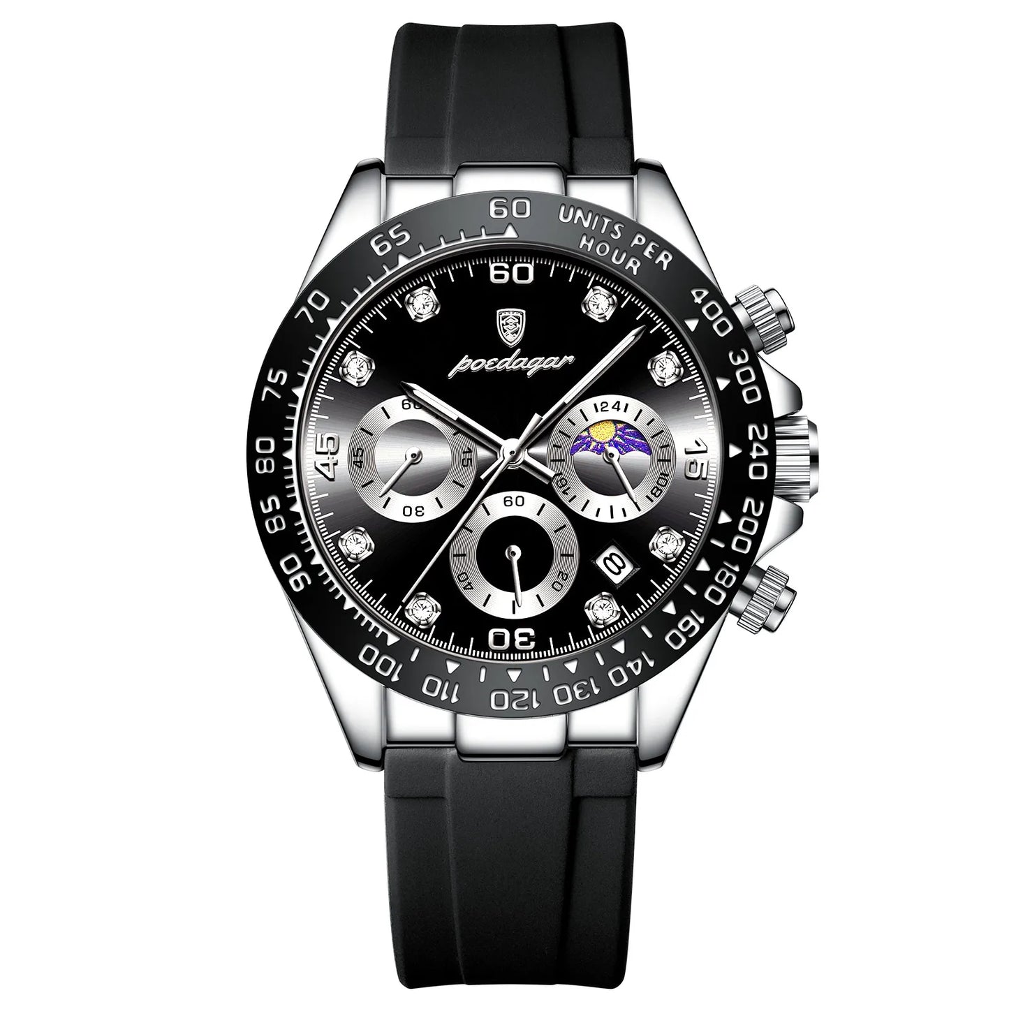 Chronograph Watch with Bamboo Strap – Luminous Dial & Date