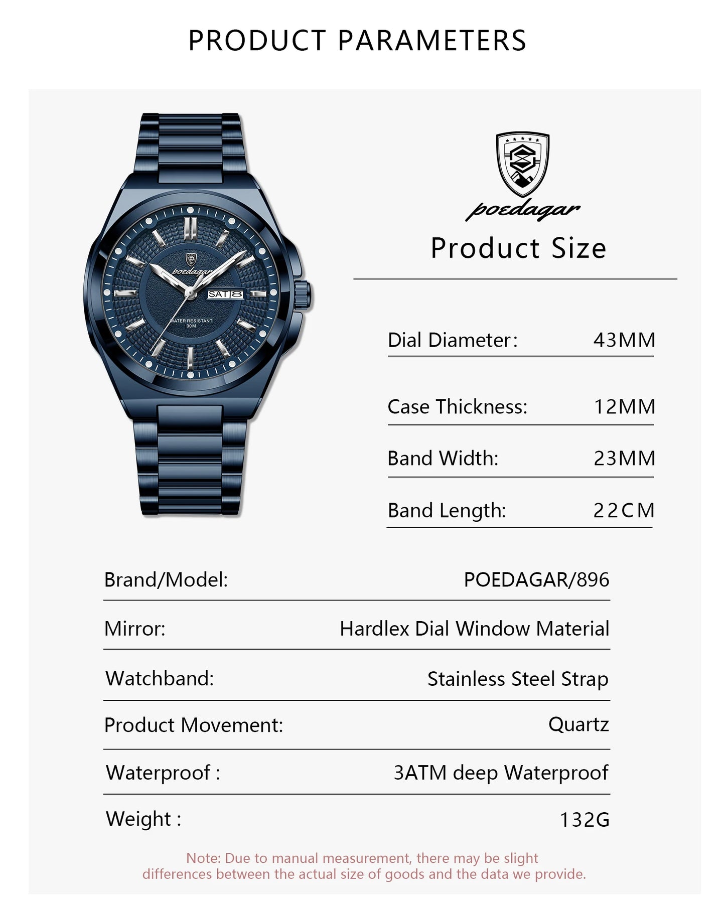Premium Men's Chronograph Watch – Stainless Steel, Luminous, 3Bar Water‑Resistant