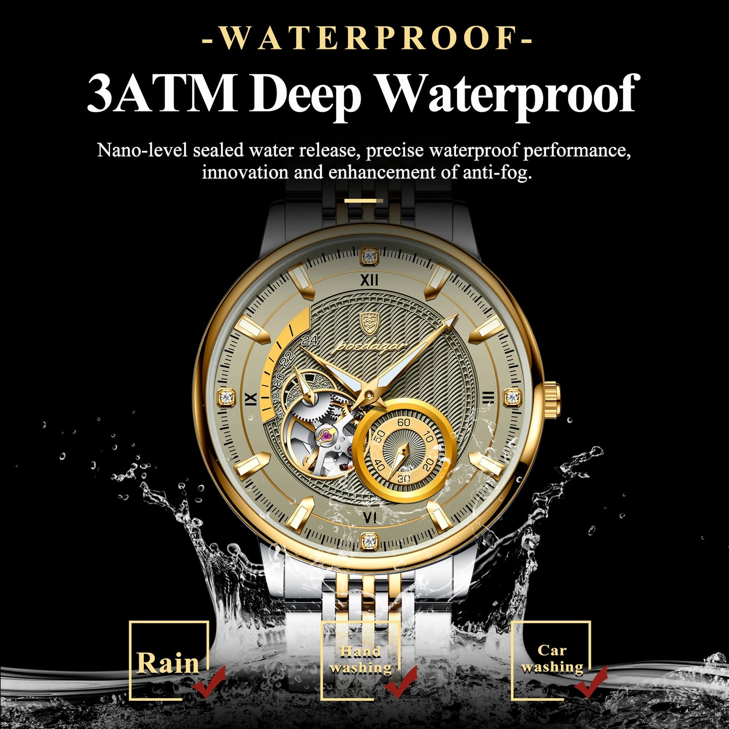 Automatic Skeleton Watch – Luminous Tourbillon Style with Sapphire Crystal