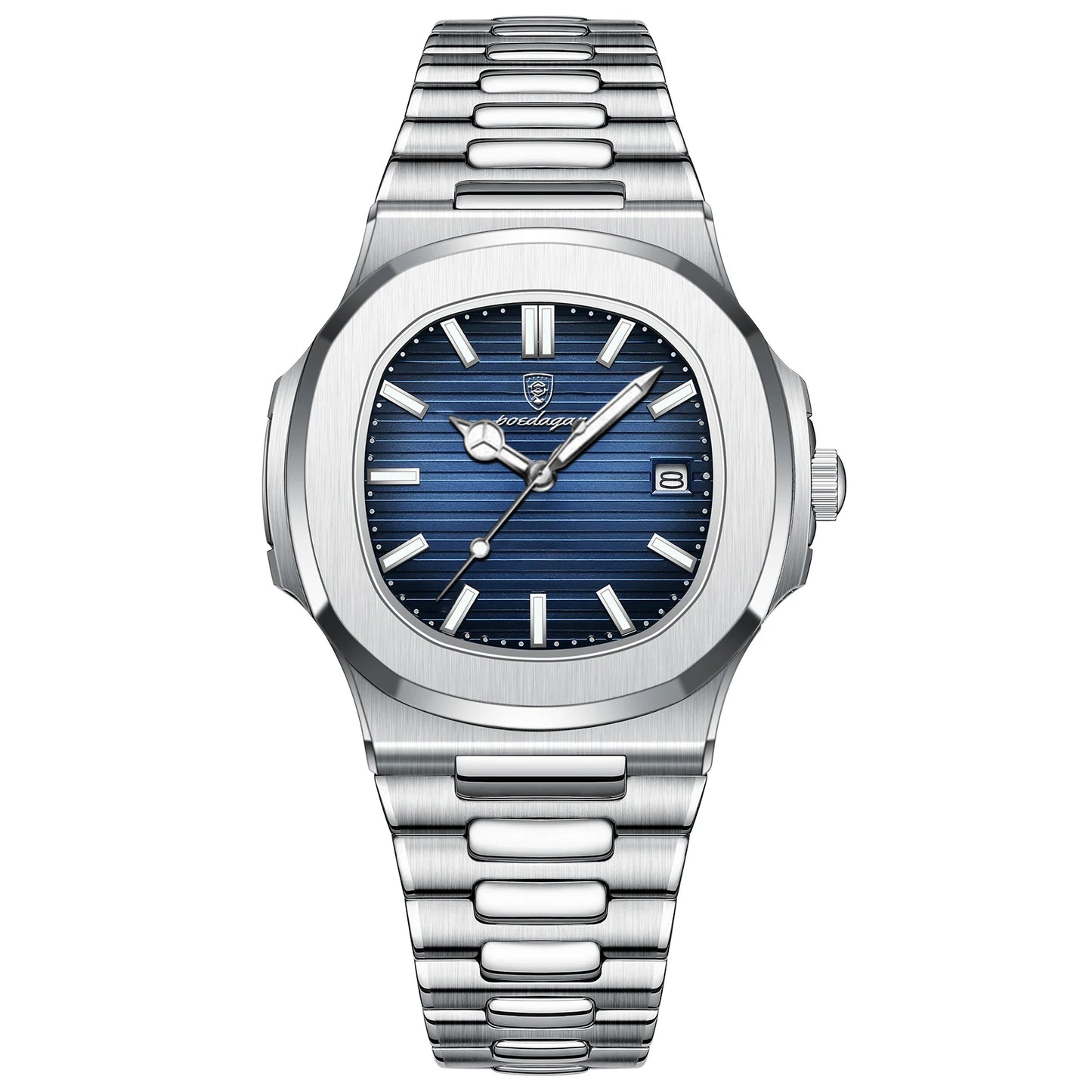 Square Business Watch – Luminous Numberless Dial with Hidden Clasp