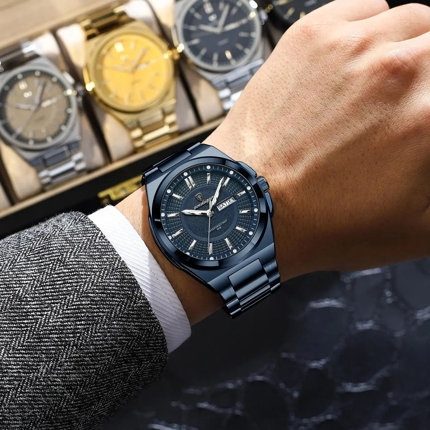 Premium Men's Chronograph Watch – Stainless Steel, Luminous, 3Bar Water‑Resistant