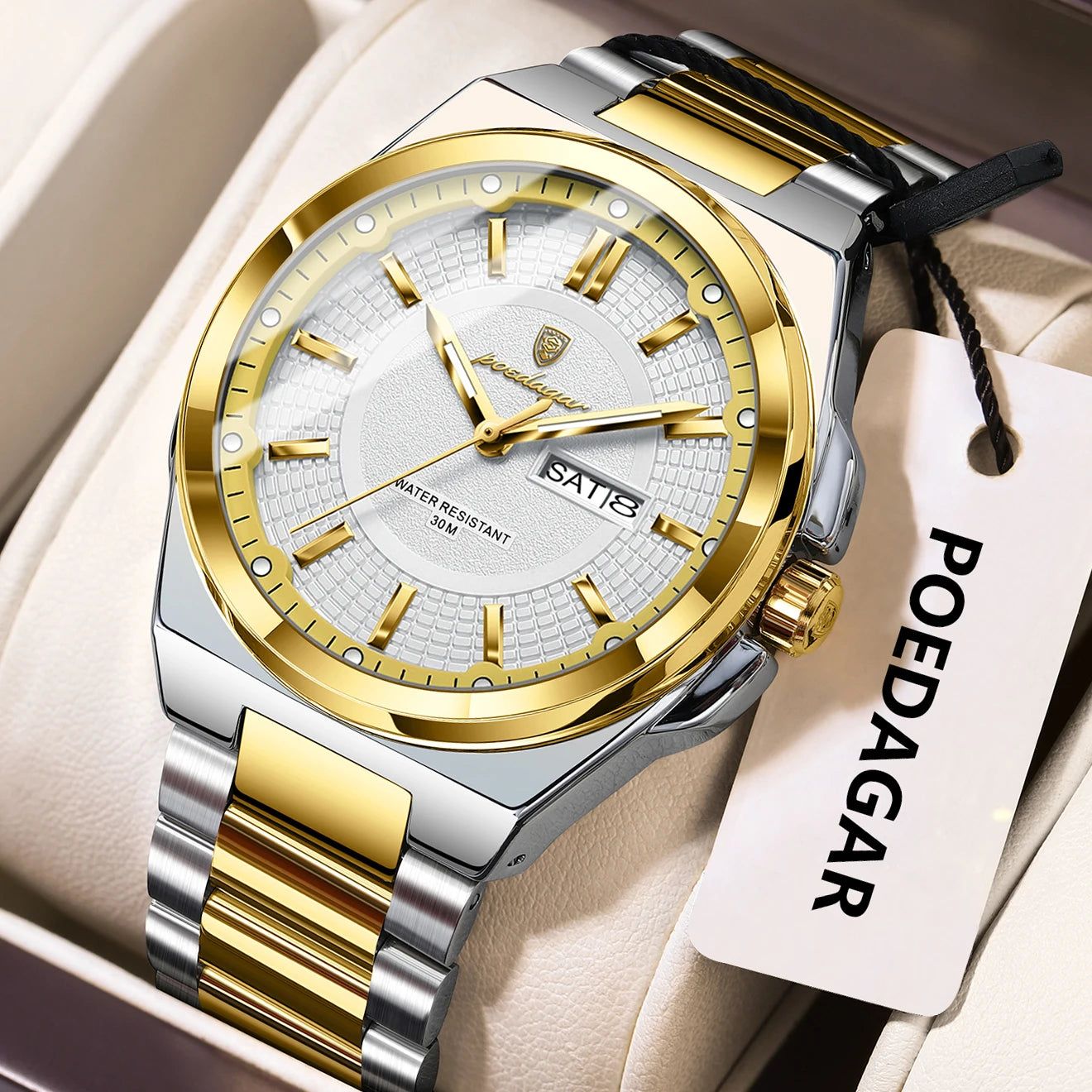 Premium Men's Chronograph Watch – Stainless Steel, Luminous, 3Bar Water‑Resistant