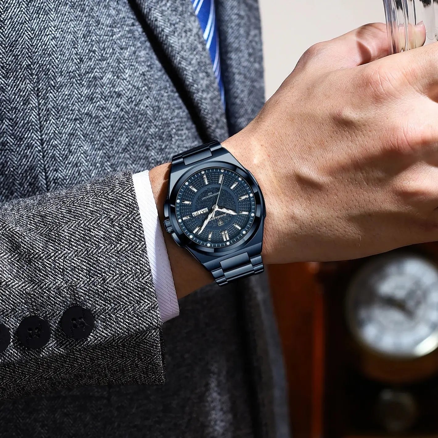 Premium Men's Chronograph Watch – Stainless Steel, Luminous, 3Bar Water‑Resistant