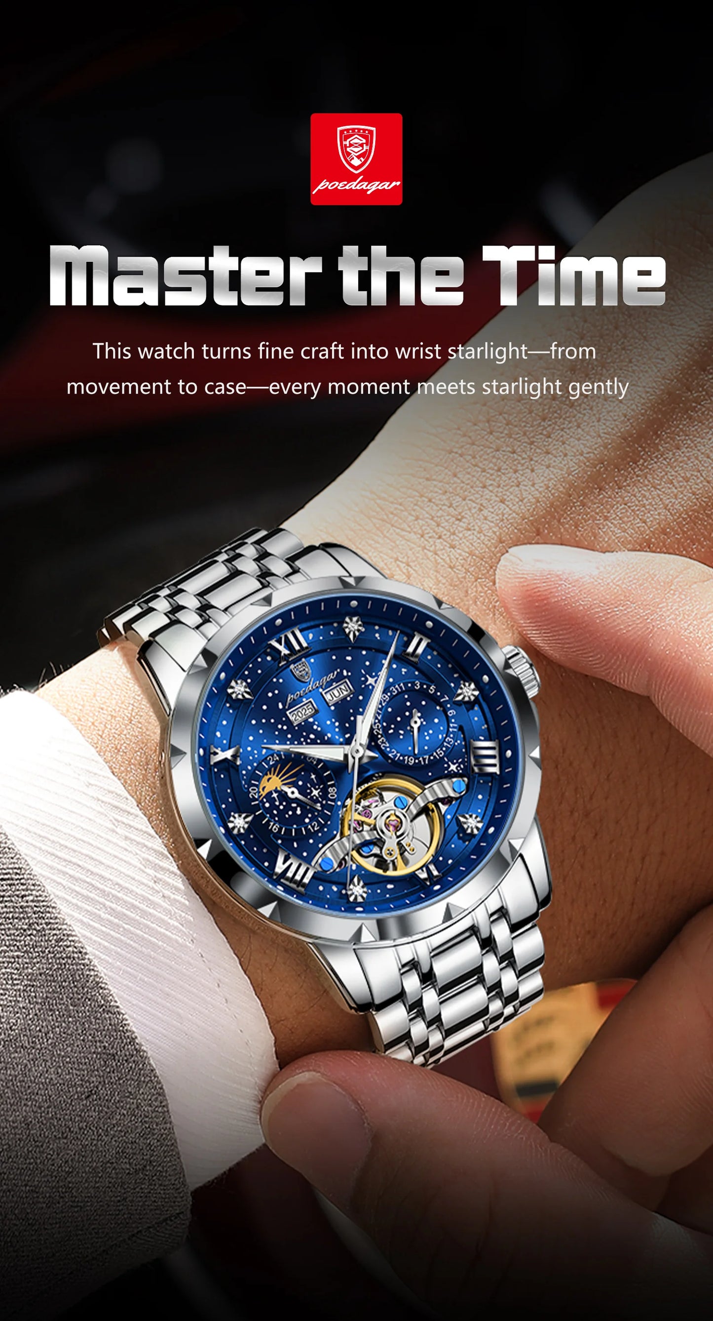 Automatic Skeleton Watch – Roman Numeral Dial with Tourbillon Style